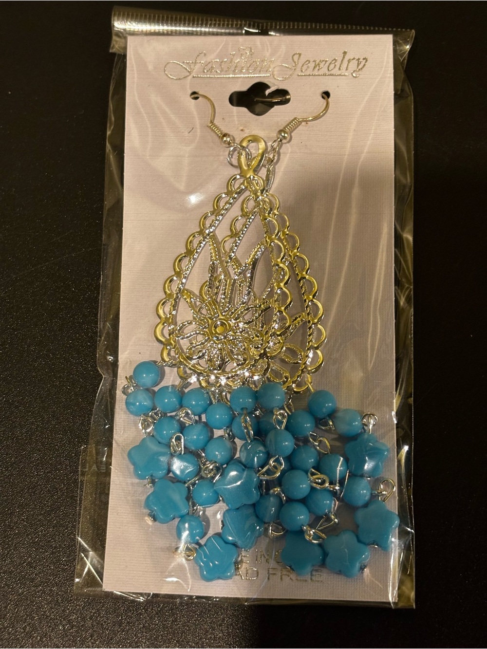 Fashion Jewelry silver Filigree Dangle Earrings with Turquoise Beads
